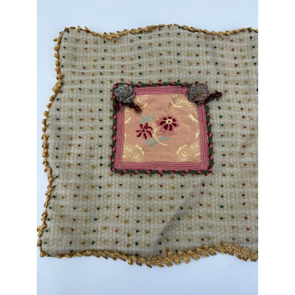 SWEET DREAMS Neiman Marcus Throw Pillow COVER Beaded Floral  Maximalist Decor